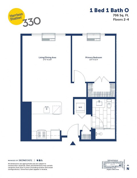 a floor plan of a unit with a bedroom and a bathroom